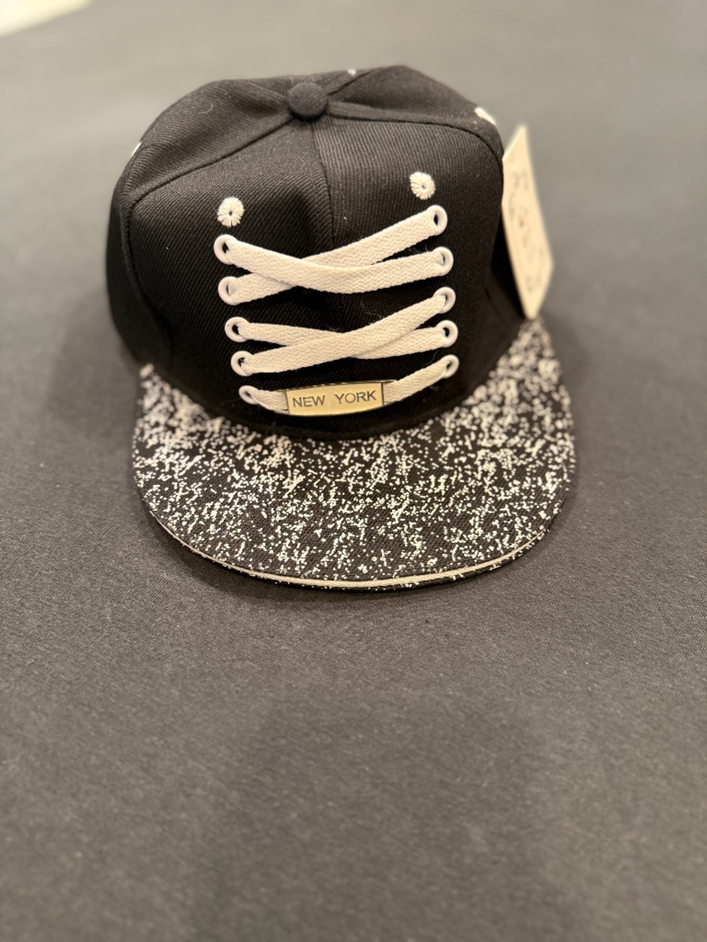 Women's black & white laced baseball style hat